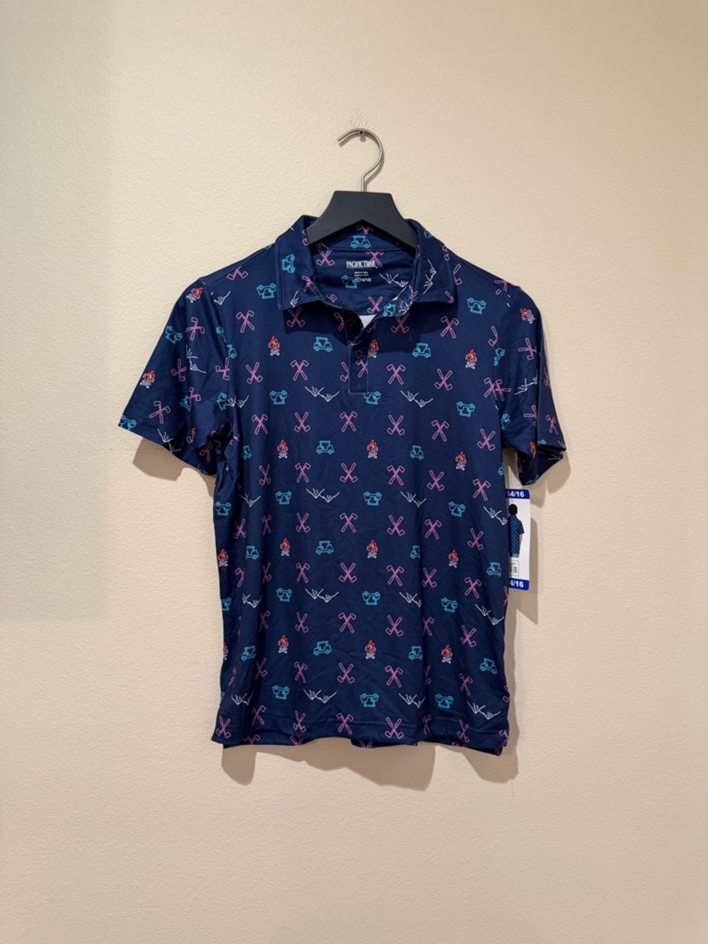 NWT Pacific Trail Youth Navy Short-Sleeve Printed Polo